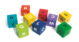 Set of 12 wooden cubes with the alphabet