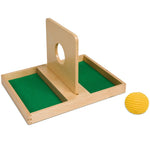 Montessori permanence tray with coin or ball